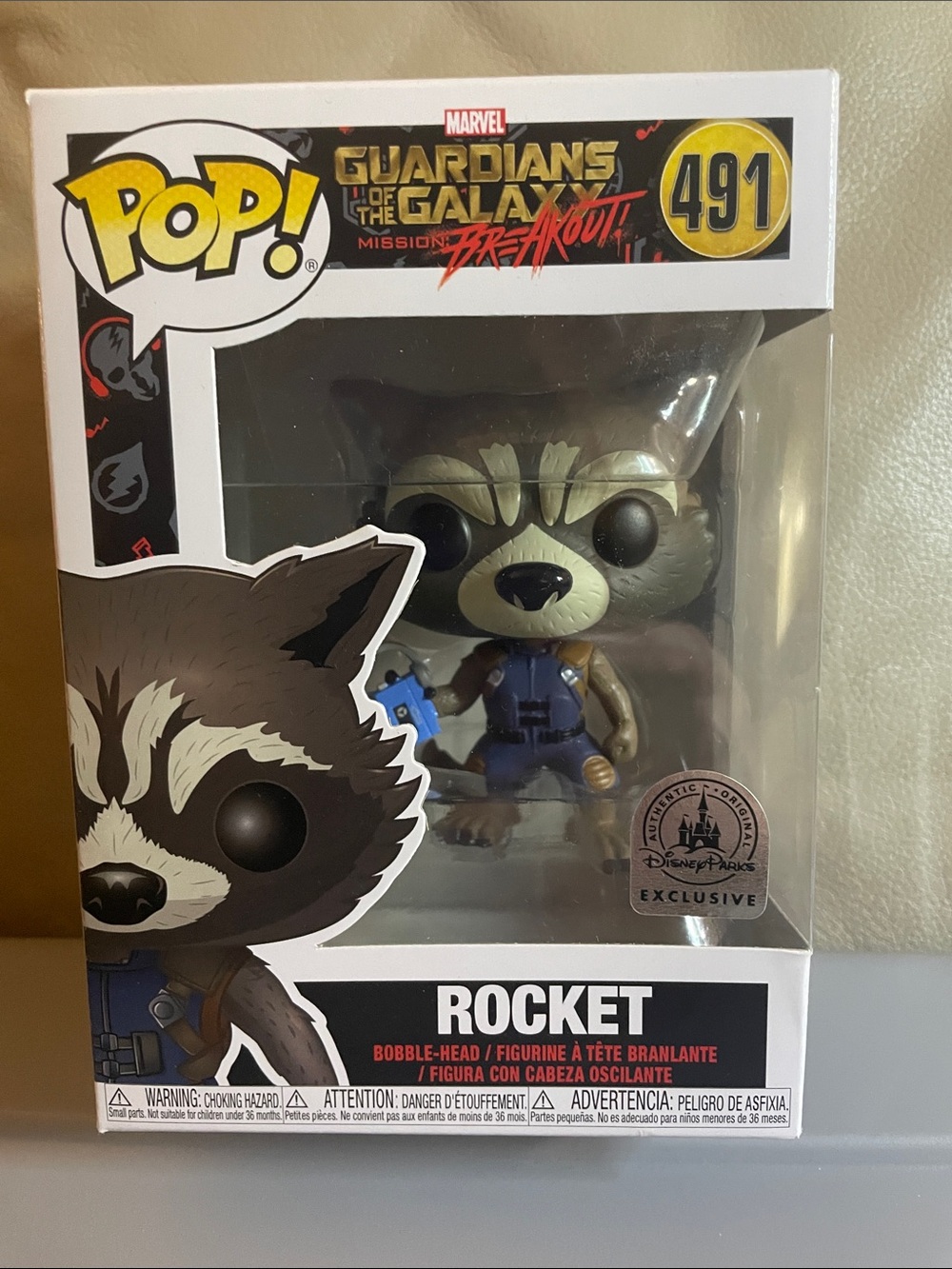Marvel Rocket Funko Pop! — Gray & Blue Raccoon Figure (Exclusive)